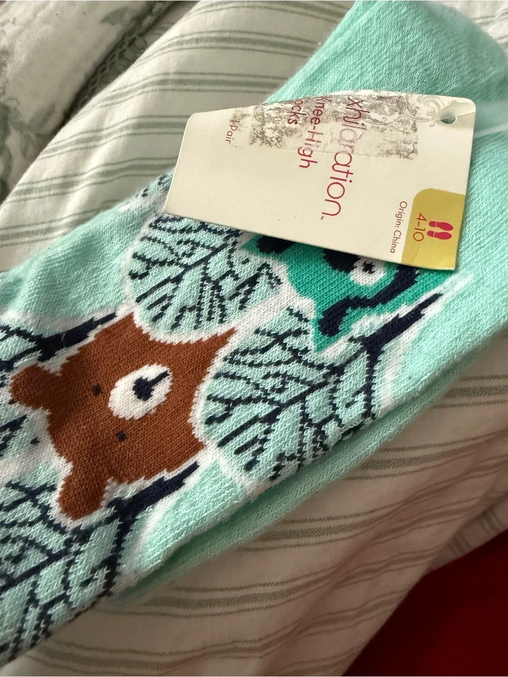 Target young adults Mint Animal Print Pajama Socks with Fox, Bear & Raccoon